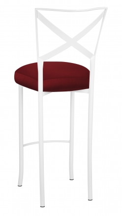Simply X White Barstool with Burnt Red Dupioni Boxed Cushion (1)