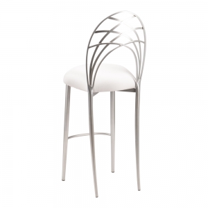 Silver Piazza Barstool with White Stretch Knit Cushion (1)