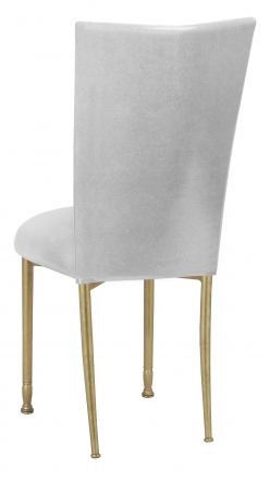 Metallic Silver Stretch Knit Chair Cover and Cushion on Gold Legs (1)