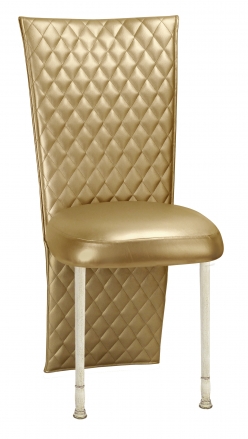 Gold Quilted Leatherette Jacket and Boxed Cushion on Ivory Legs (2)