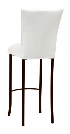 White Leatherette Barstool Cover and Cushion on Brown Legs (1)