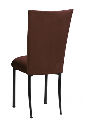 Chocolate Suede Chair Cover and Cushion on Black Legs (1)