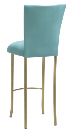 Turquoise Suede Barstool Cover and Cushion on Gold Legs (1)