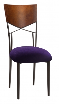 Butterfly Woodback Chair with Eggplant Velvet Cushion on Brown Legs (2)