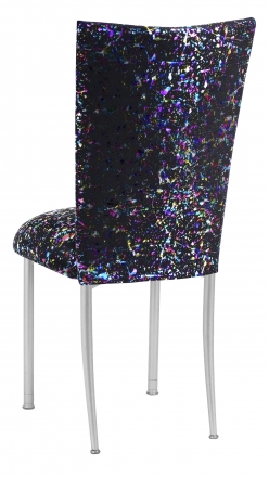 Black Paint Splatter Chair Cover and Cushion on Silver Legs (1)