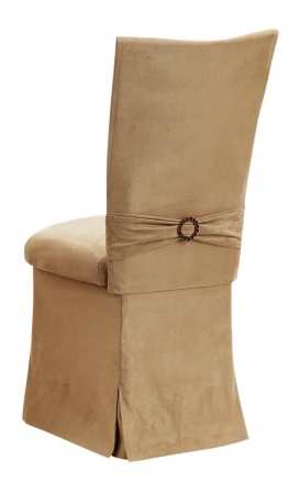 Camel Suede Chair Cover, Jewel Belt, Cushion and Skirt (1)