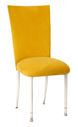 Canary Suede Chair Cover and Cushion on Ivory Legs (2)