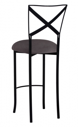 Blak. Barstool with Charcoal Suede Cushion (1)