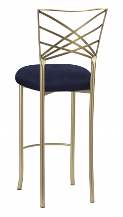 Gold Fanfare Barstool with Navy Blue Suede (1)