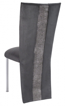 Charcoal Suede Jacket with Rhinestone Center and Cushion on Silver Legs (1)