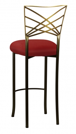 Two Tone Fanfare Barstool with Red Velvet Cushion (1)