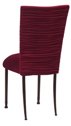 Chloe Cranberry Velvet Chair Cover and Cushion on Mahogany Legs (1)
