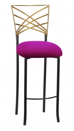 Two Tone Gold Fanfare Barstool with Magenta Stretch Knit Cushion (2)
