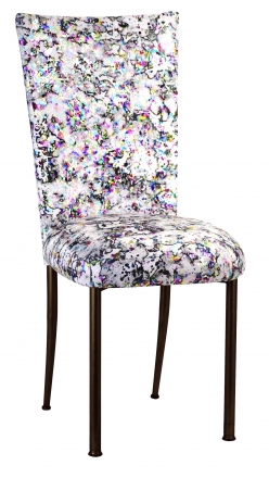 White Paint Splatter Chair Cover and Cushion on Brown Legs (2)