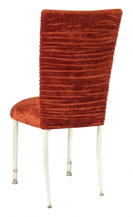 Chloe Paprika Crushed Velvet Chair Cover and Cushion on Ivory Legs (1)