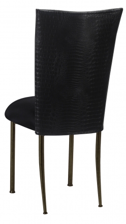 Matte Black Croc Chair Cover with Black Stretch Knit Cushion on Brown Legs (1)