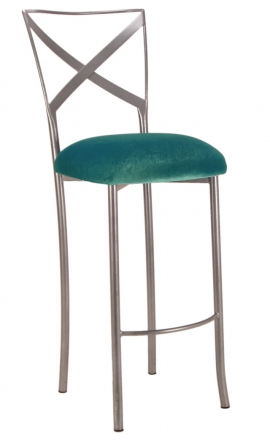 Simply X Barstool with Turquoise Velvet Cushion (2)
