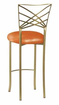 Gold Fanfare Barstool with Metallic Orange Stretch Knit Cushion (1)