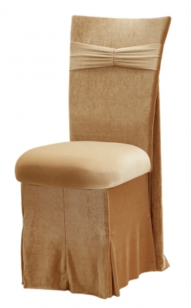 Gold Velvet Empire Chair Cover, Gold Velvet Cushion and Gold Velvet Skirt (2)