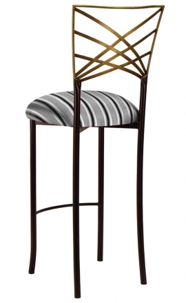 Two Tone Gold Fanfare Barstool with Charcoal Stripe Cushion (1)