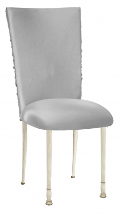 Silver Demure Chair Cover with Jeweled Band and Silver Stretch Knit Cushion on Ivory Legs (2)