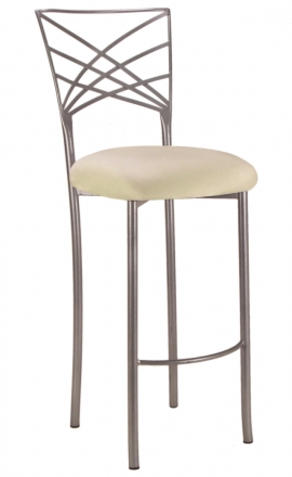 Silver Fanfare Barstool with Ivory Stretch Knit Cushion (2)