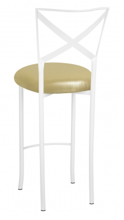 Simply X White Barstool with Metallic Gold Stretch Knit (1)
