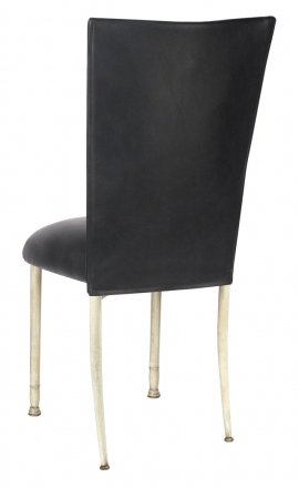 Black Leatherette Chair Cover and Cushion on Ivory Legs (1)