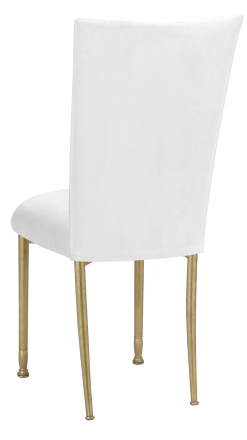 White Suede Chair Cover and Cushion on Gold Legs (1)