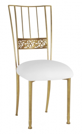 Gold Bella Fleur with White Leatherette Cushion (2)