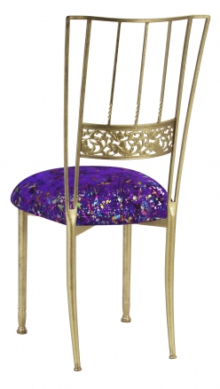 Gold Bella Fleur with Purple Paint Splatter Knit Cushion (1)