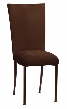 Chocolate Suede Chair Cover and Cushion on Brown Legs (2)