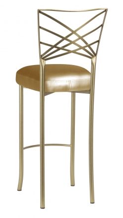 Gold Fanfare Barstool with Gold Leatherette Boxed Cushion (1)