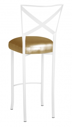 Simply X White Barstool with Gold Leatherette Boxed Cushion (1)
