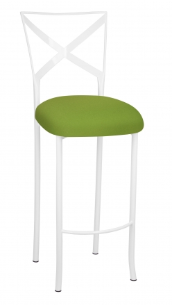 Simply X White Barstool with Lime Stretch Knit Cushion (2)