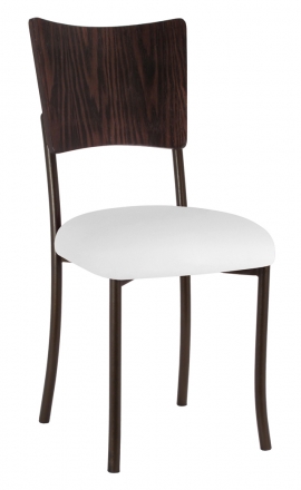 Wood Back Top with White Leatherette Cushion on Brown Legs (2)