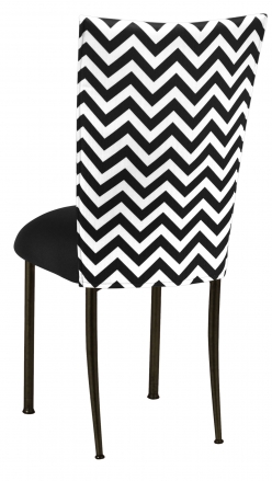 Chevron Chair Cover with Black Stretch Knit Cushion on Brown Legs (1)
