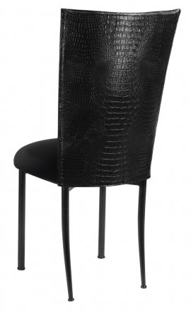 Black Croc Chair Cover with Black Velvet Cushion on Black Legs (1)