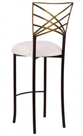 Two Tone Gold Fanfare Barstool with White Leatherette Cushion (1)