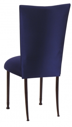 Navy Stretch Knit Chair Cover with Cushion on Mahogany Legs (1)