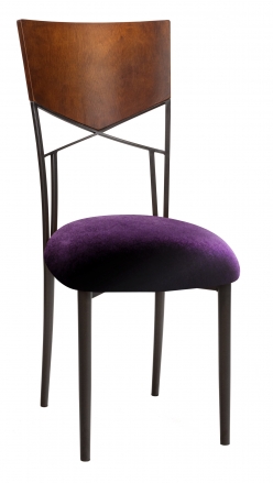 Butterfly Woodback Chair with Deep Purple Velvet Cushion on Brown Legs (2)