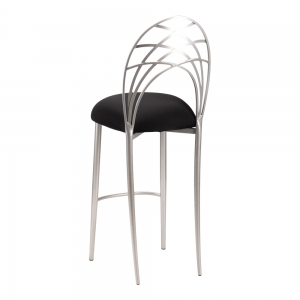 Silver Piazza Barstool with Black Stretch Knit Cushion (1)