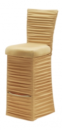 Chloe Gold Stretch Knit Barstool Cover with Jewel Band, Cushion and Skirt (2)