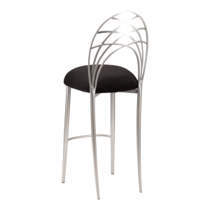 Silver Piazza Barstool with Black Suede Cushion (1)