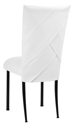 White Tiered Leatherette Chair Cover and Cushion on Black Legs (1)