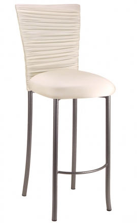 Chloe Ivory Stretch Knit Barstool Cover and Cushion on Silver Legs (2)