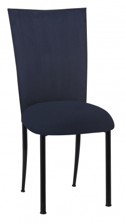 Navy Suede Chair Cover and Cushion on Black Legs (2)