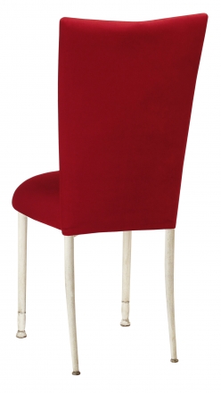 Red Velvet Chair Cover and Cushion on Ivory Legs (1)