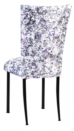 White Paint Splatter Chair Cover and Cushion on Black Legs (1)