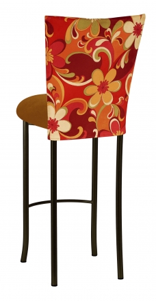 Groovy Suede Barstool Cover with Copper Suede Cushion on Brown Legs (1)